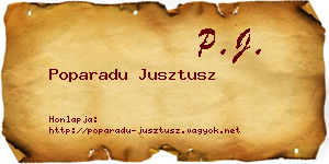 Poparadu Jusztusz névjegykártya